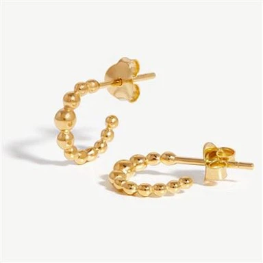 Mini boucle d'oreille créole à perles dorées