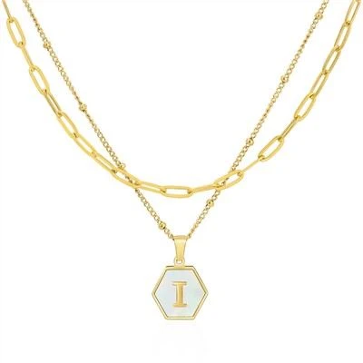 Collier chaîne double couche lettre