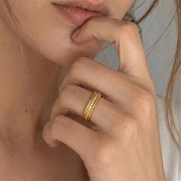 Ensemble de bagues amovibles en acier inoxydable avec zircon
