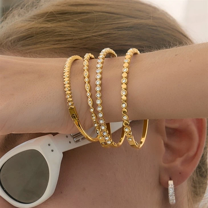 Half-Pavé Stackable Bangle Bracelets suppliers