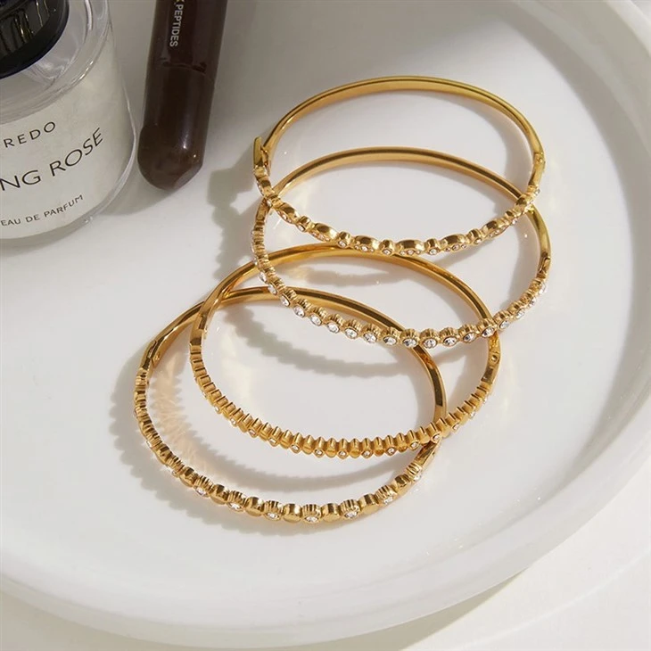 Half-Pavé Stackable Bangle Bracelets high quality