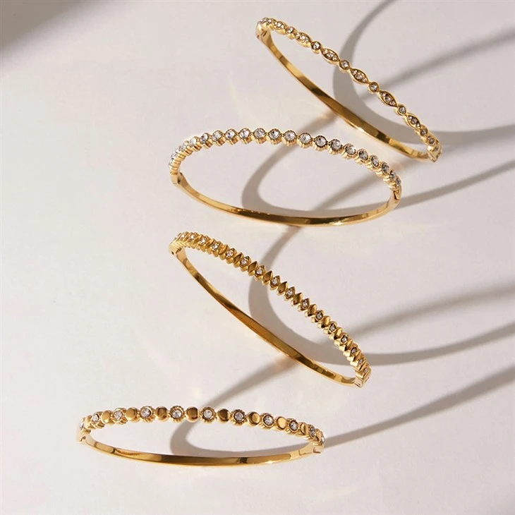 Half-Pavé Stackable Bangle Bracelets factory