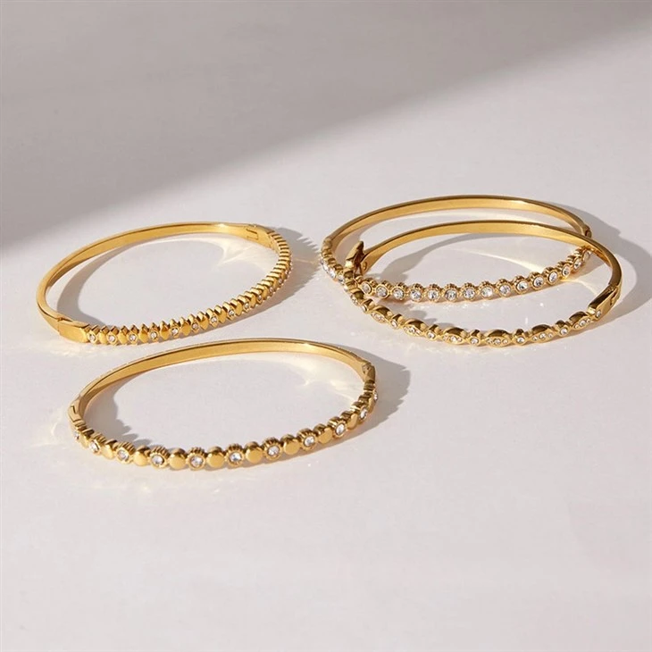 Half-Pavé Stackable Bangle Bracelets price