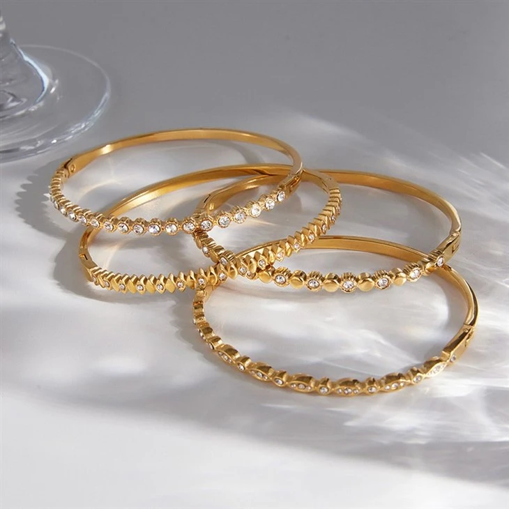 Half-Pavé Stackable Bangle Bracelets price
