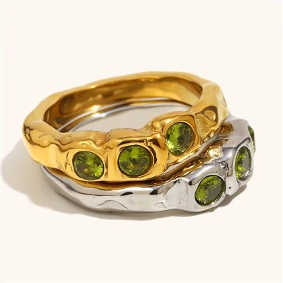 3 Stone Molten Ring