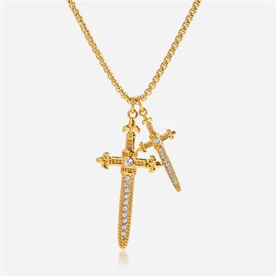 Collier croix épée en acier inoxydable 316
