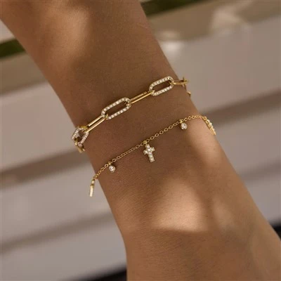 Bracelet scintillant à gouttes croisées