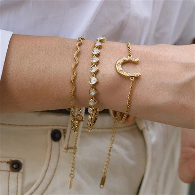 Bracelet à maillons en fer à cheval CZ