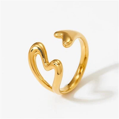 Bague Ouverte Double Coeur