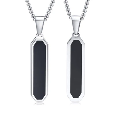 Collier pendentif barre en émail