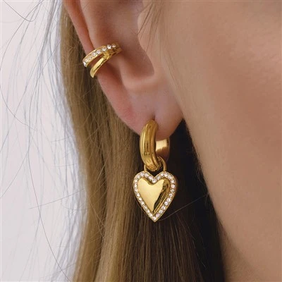 Boucle d'oreille créole coeur Huggie