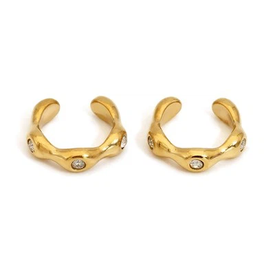 Boucles d'oreilles à clip irrégulières en zircon
