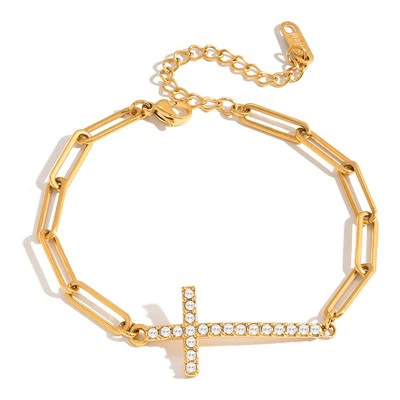 Bracelet minimaliste en chaîne croisée en zircon