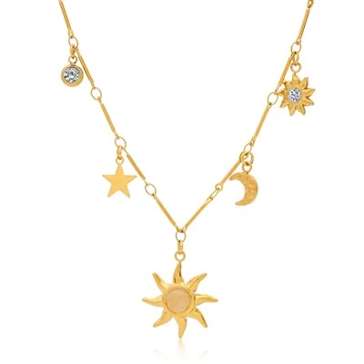 Collier Pierre de Lune Lune Soleil Étoile