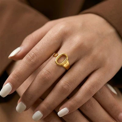 Bague Ouverte Cercle Ovale