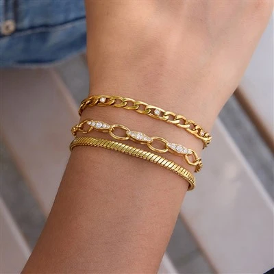 Bracelet scintillant à maillons ovales