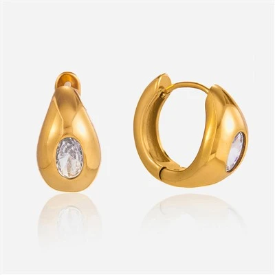 Boucles d'oreilles créoles ovales en zircon