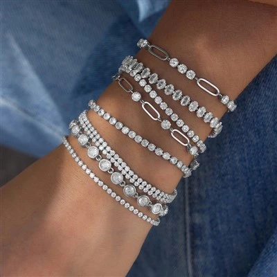 Bracelet à maillons trombone pavé CZ