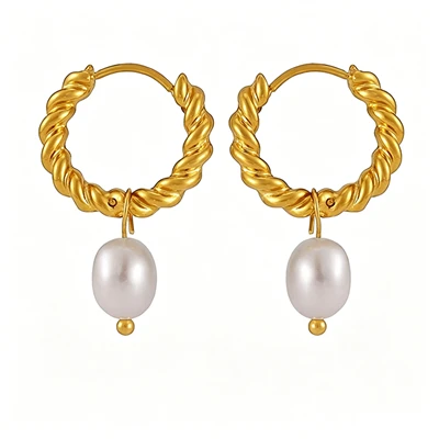 Boucles d'oreilles torsadées avec perles