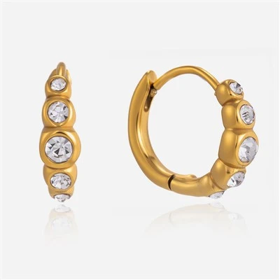 Boucles d'oreilles créoles rondes avec strass