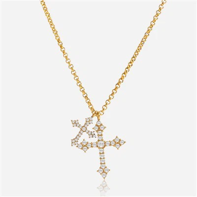 Collier à pendentif croix scintillante