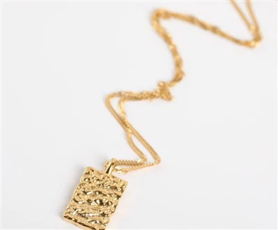 Collier à pendentif rectangulaire en acier inoxydable