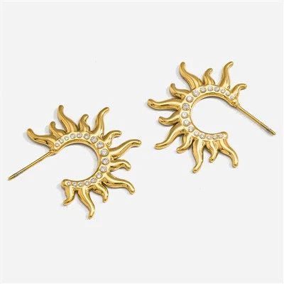 Boucles d'oreilles Huggie en zircone Sunburst