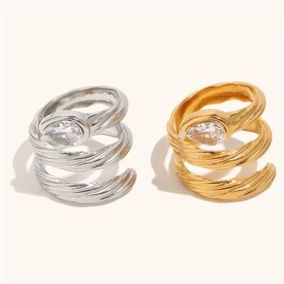Larme CZ Triple Spirale Riasng