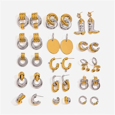 Boucles d'oreilles à tige bicolores
