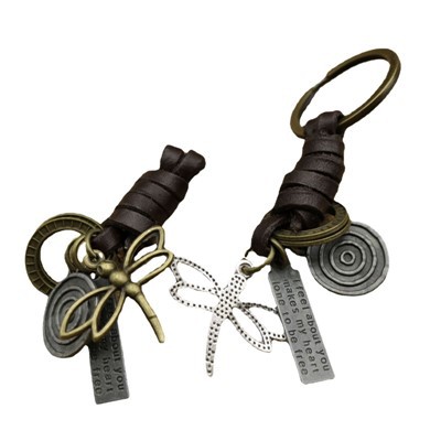 porte-clés libellule vintage|Accessoire pour homme en cuir tressé