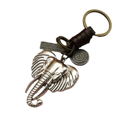 porte-clés éléphant vintage|Cadeau pour homme en cuir tressé