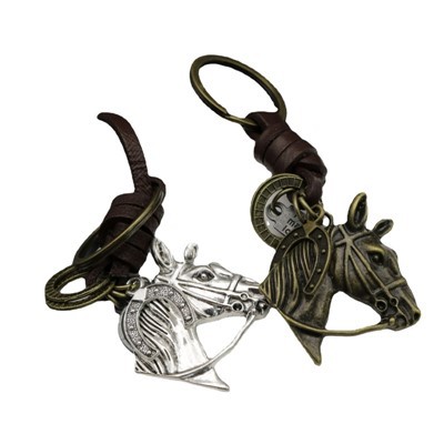 porte-clés tête de cheval vintage|Cadeau pour homme en cuir tressé