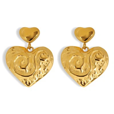 Boucle d'oreille coeur rides