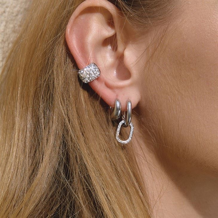 Boucles d'oreilles à double maillon en acier inoxydable