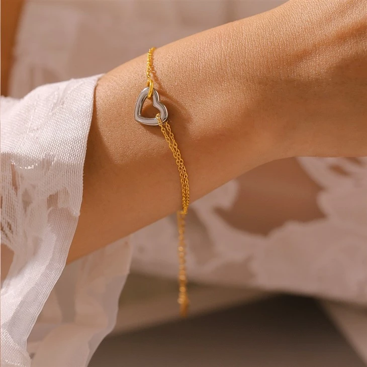 Two Tone Heart Bracelet